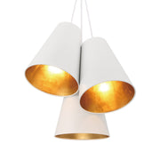 Alston 3 Light 20" Pendant in Matte White + Antique Gold