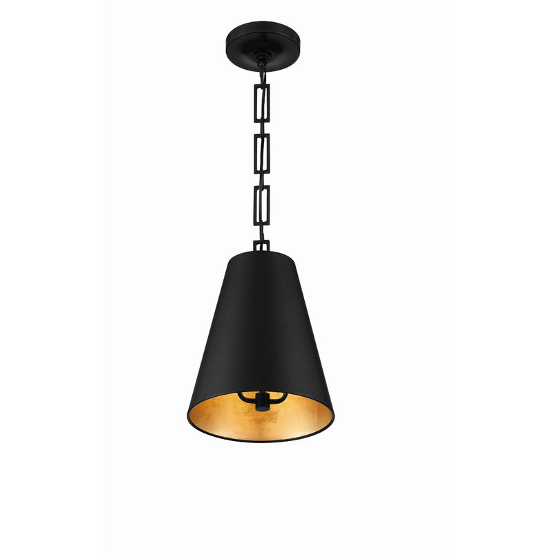 Alston 2 Light 10" Pendant in Matte Black + Antique Gold