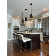Alston 2 Light 10" Pendant in Matte Black + Antique Gold in a room setting