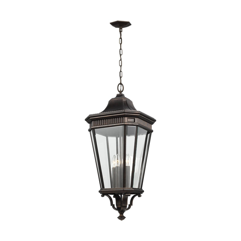Cotswold Lane 4-Light Outdoor Lantern Pendant in Grecian Bronze
