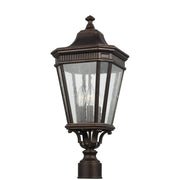 Cotswold Lane 9.5" 3-Light Seeded Glass Outdoor Post Light in Grecian Bronze