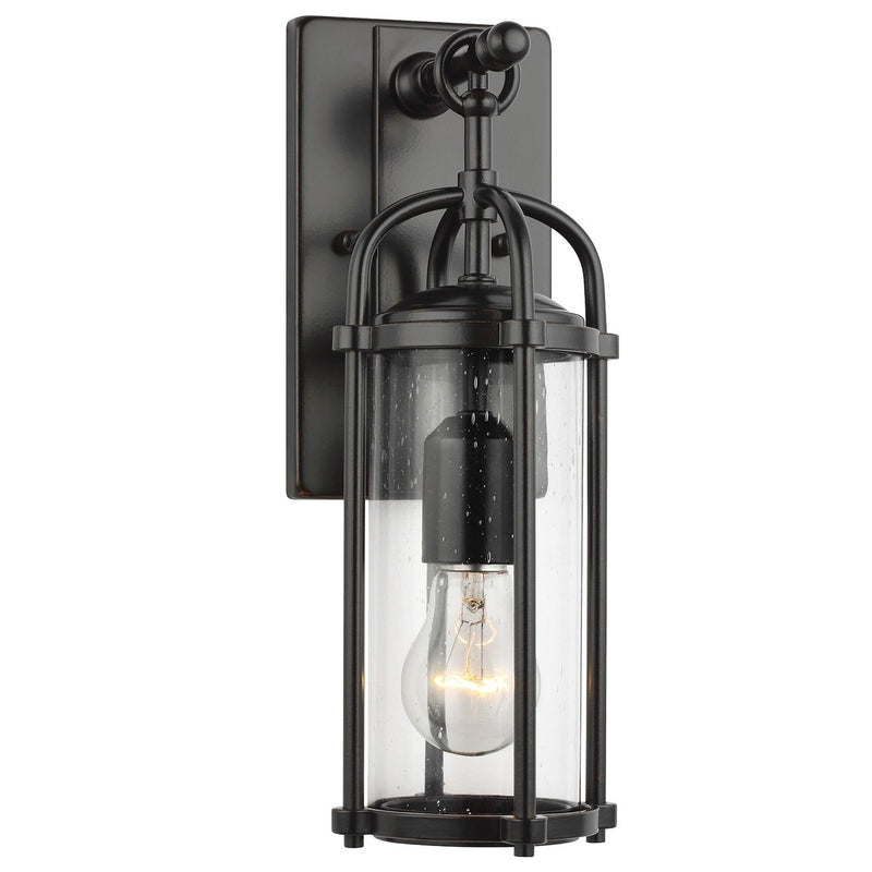Dakota 6.13" Seeded Glass Outdoor Wall Lantern in Espresso