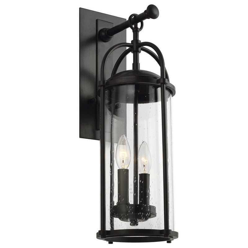 Dakota 2-Light Seeded Glass Outdoor Wall Lantern in Espresso