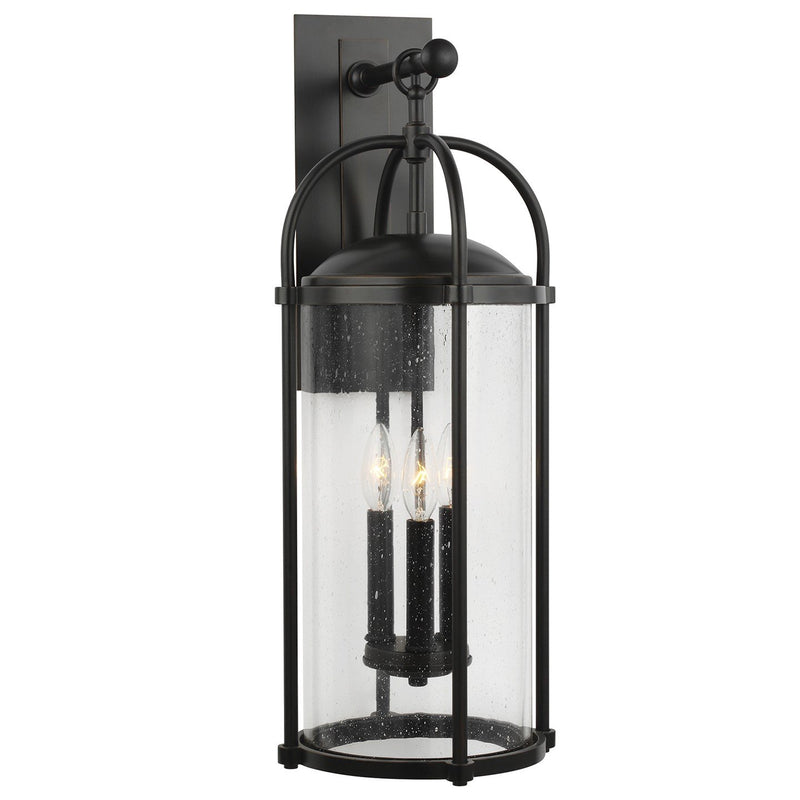 Dakota 3-Light Seeded Glass Outdoor Wall Lantern in Espresso