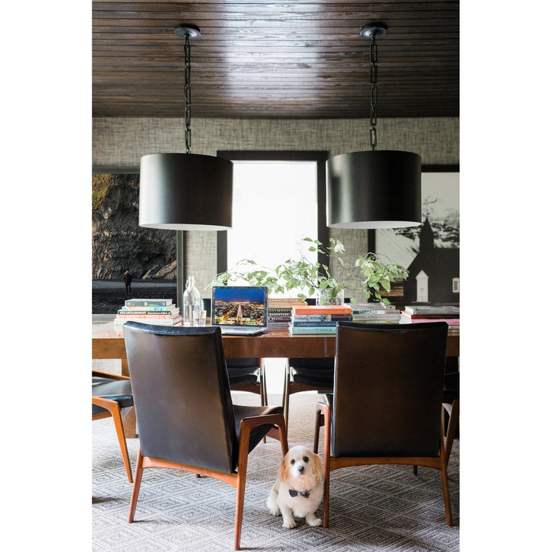 Alston 6 Light 20" Pendant in Matte Black + White in a room setting