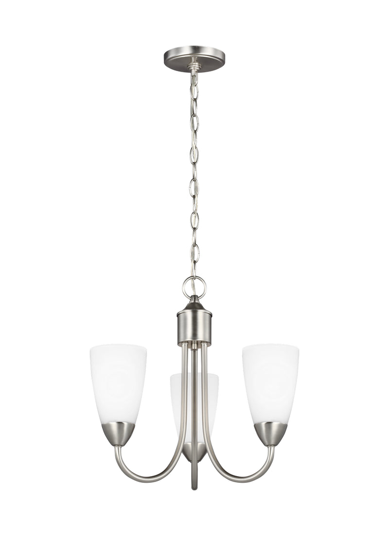 Seville Three Light Chandelier in Brushed Nickel