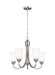 Seville Five Light Chandelier in Brushed Nickel