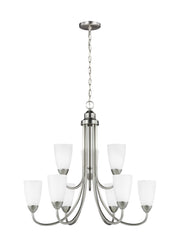 Seville Nine Light Chandelier in Brushed Nickel