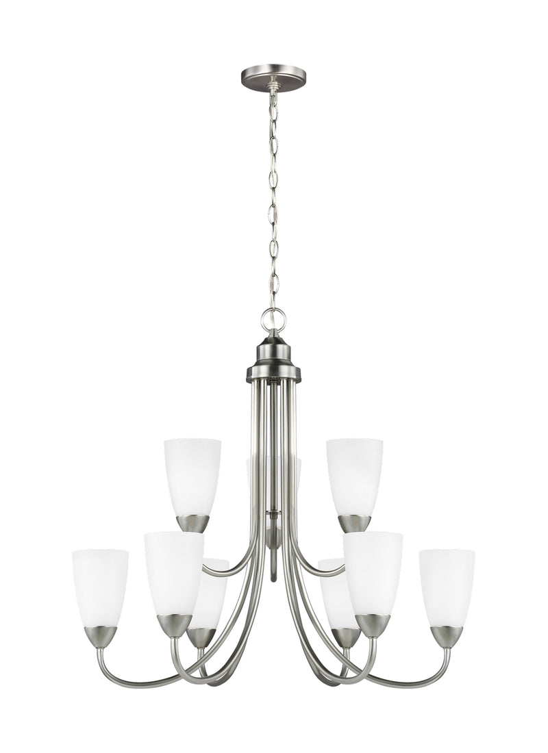 Seville Nine Light Chandelier in Brushed Nickel