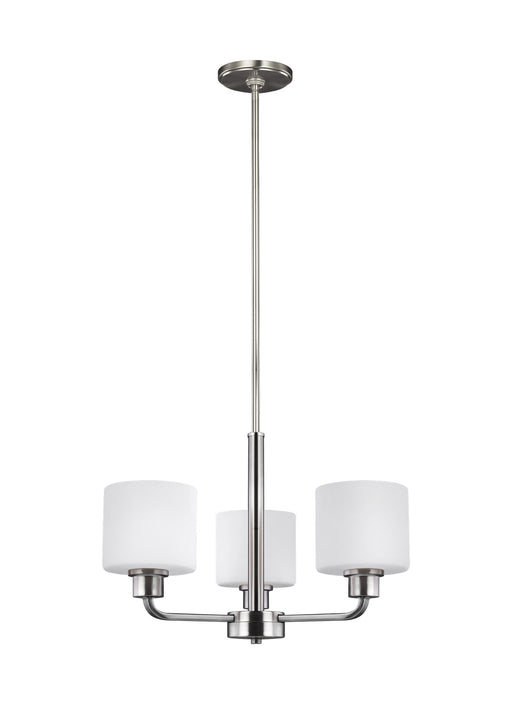 Canfield Three Light Chandelier in Brushed Nickel