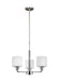 Canfield Three Light Chandelier in Brushed Nickel