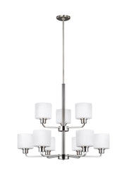 Canfield Nine Light Chandelier in Brushed Nickel