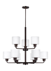Canfield Nine Light Chandelier in Bronze