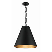 Alston 3 Light 18" Pendant in Matte Black + Antique Gold