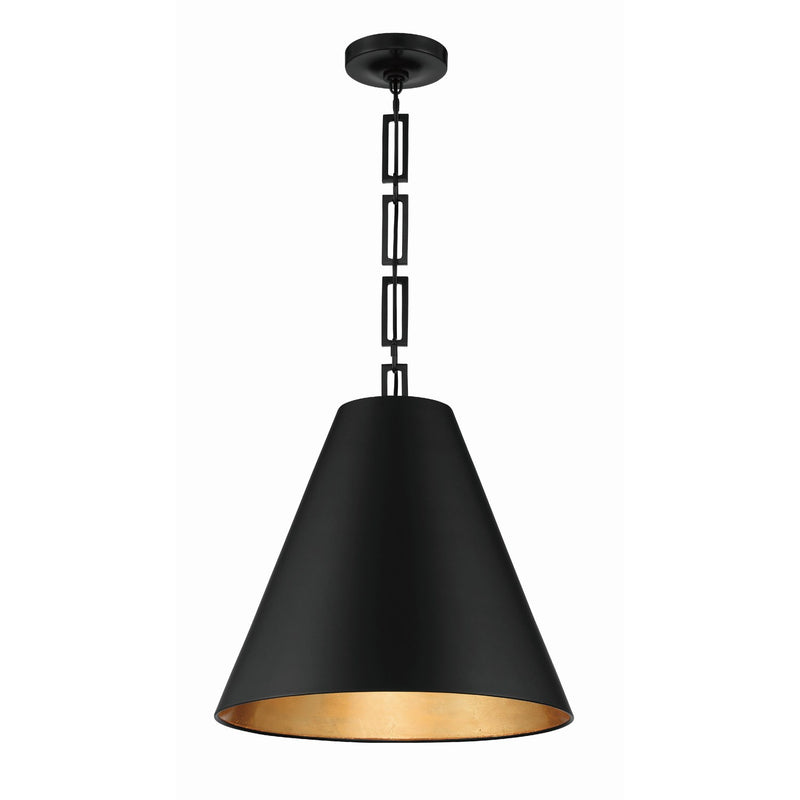 Alston 3 Light 18" Pendant in Matte Black + Antique Gold
