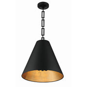 Alston 3 Light 18" Pendant in Matte Black + Antique Gold