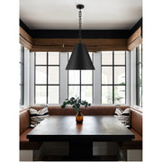 Alston 3 Light 18" Pendant in Matte Black + Antique Gold in a room setting