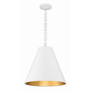 Alston 3 Light 18" Pendant in Matte White + Antique Gold