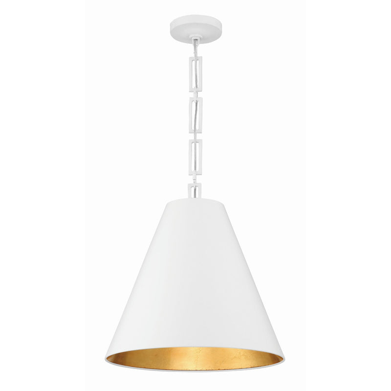 Alston 3 Light 18" Pendant in Matte White + Antique Gold