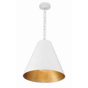 Alston 3 Light 18" Pendant in Matte White + Antique Gold