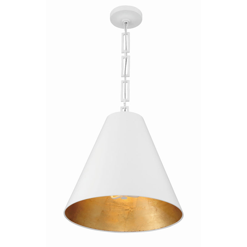Alston 3 Light 18" Pendant in Matte White + Antique Gold