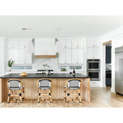 Alston 3 Light 18" Pendant in Matte White + Antique Gold in a room setting