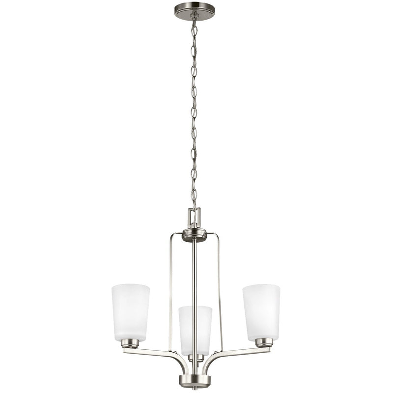 Franport 3-Light Chandelier in Brushed Nickel