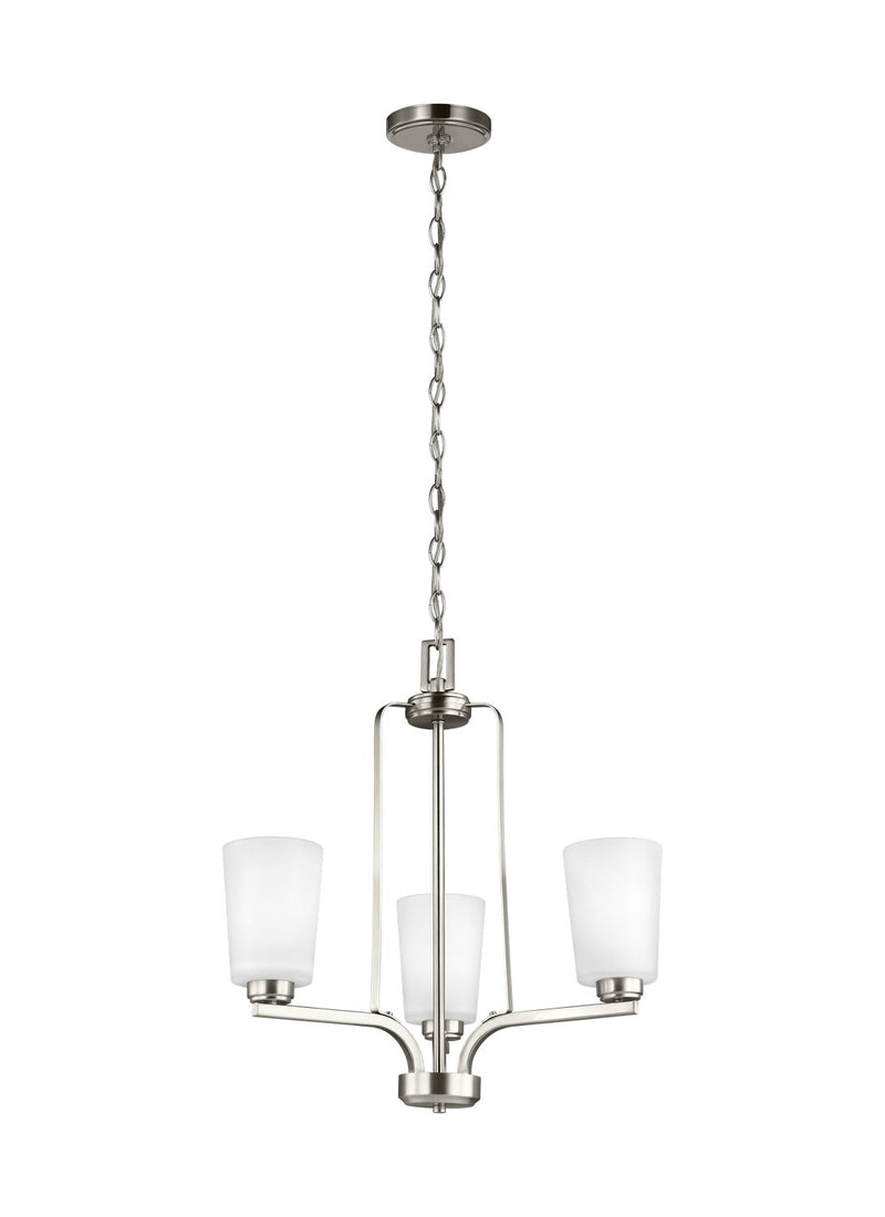Franport 3-Light Chandelier in Brushed Nickel