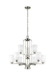 Franport Nine Light Chandelier in Brushed Nickel
