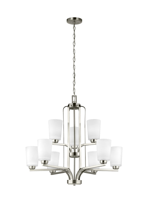 Franport Nine Light Chandelier in Brushed Nickel