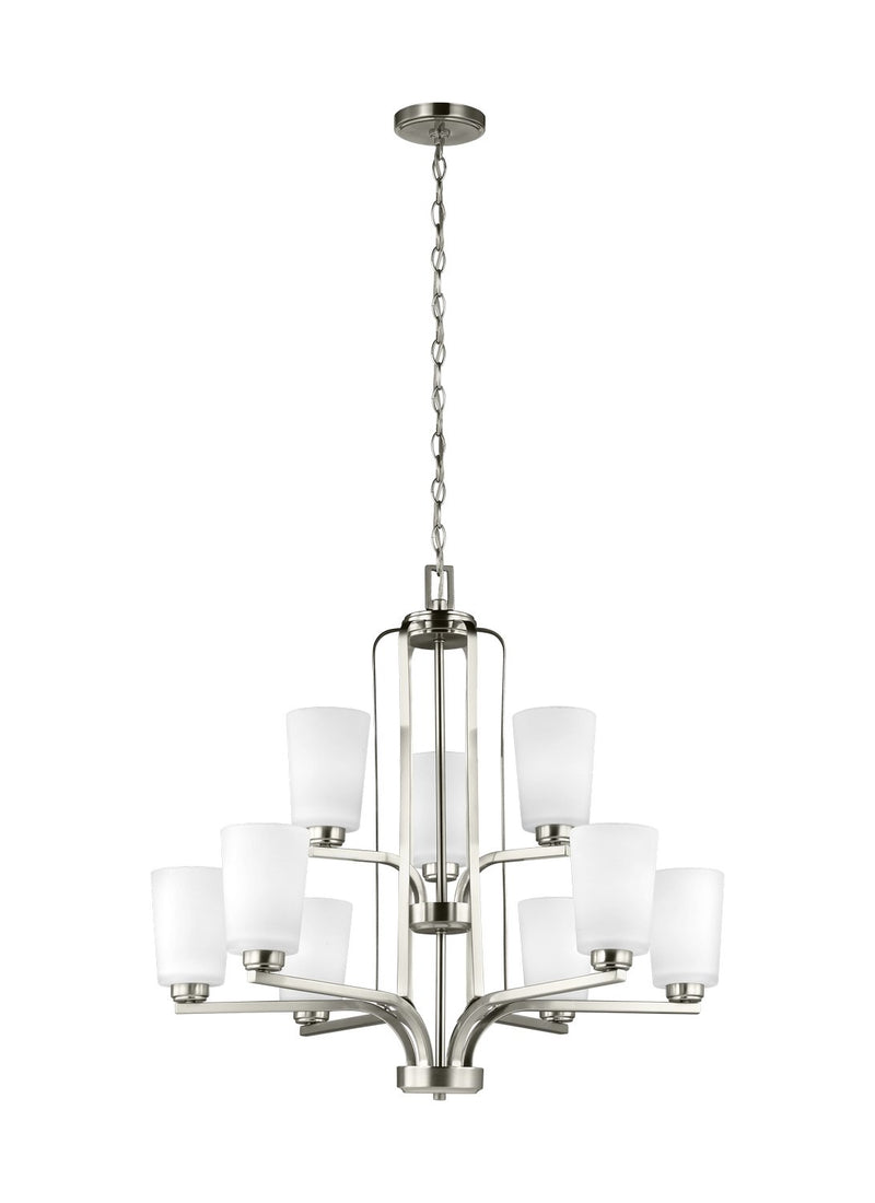 Franport 9-Light Chandelier in Brushed Nickel
