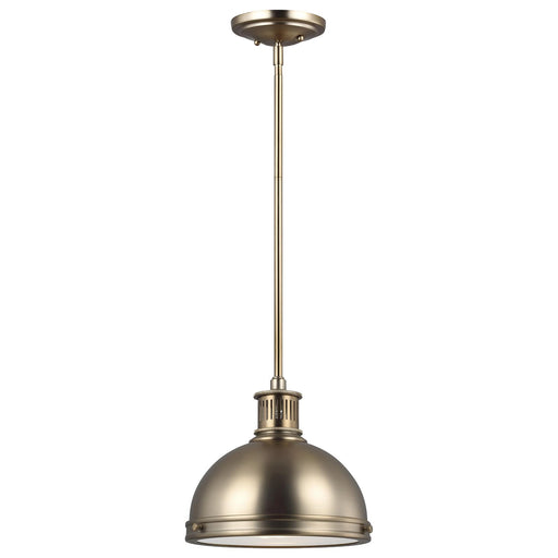 Pratt Street Metal One Light Pendant in Satin Brass