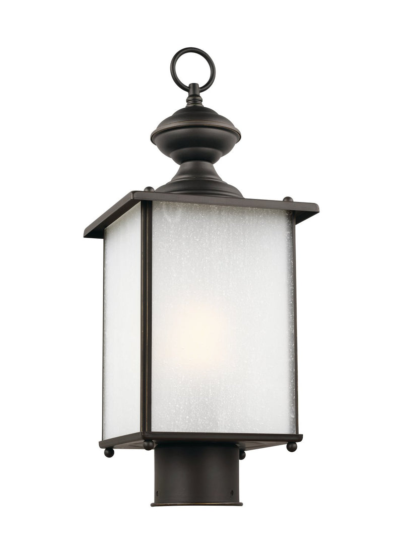 Jamestowne Frosted Seeded Outdoor Post Light in Antique Bronze