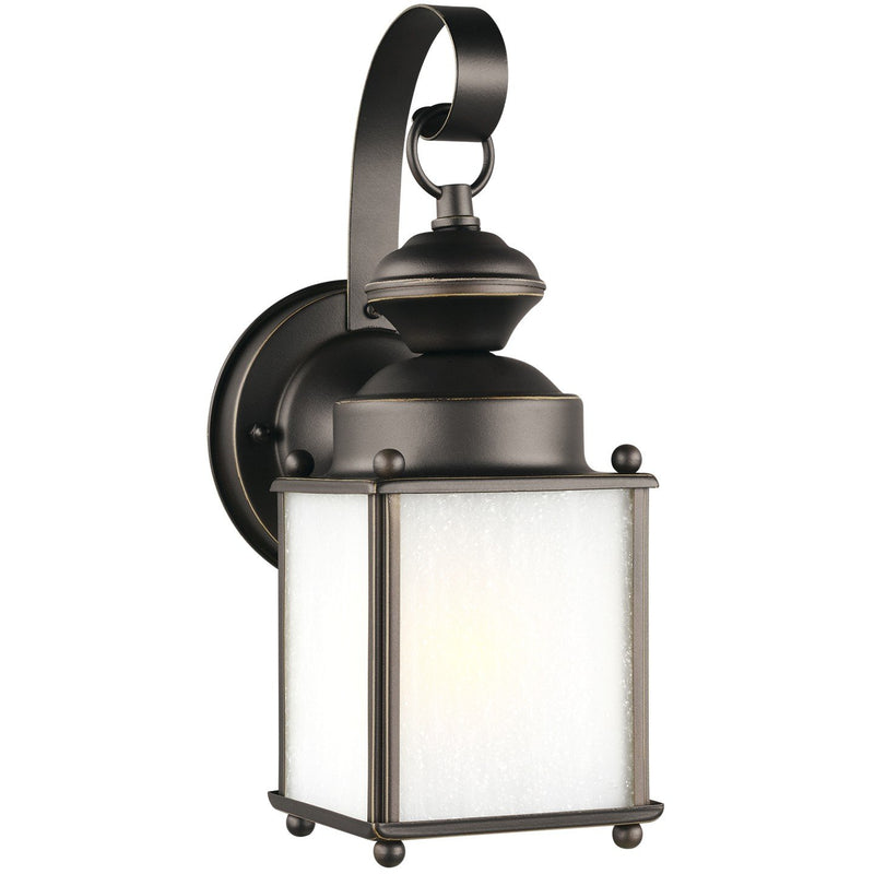Jamestowne Small Frosted Seeded Outdoor Wall Lantern in Antique Bronze