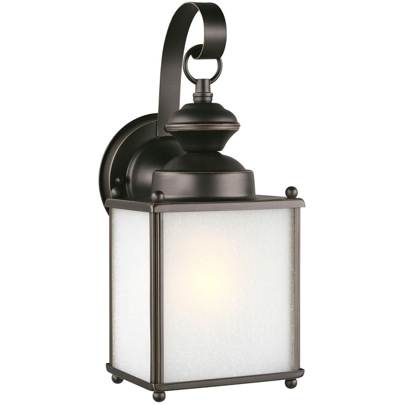 Jamestowne Medium Frosted Seeded Outdoor Wall Lantern in Antique Bronze