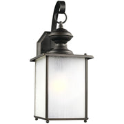 Jamestowne Large Frosted Seeded Outdoor Wall Lantern in Antique Bronze