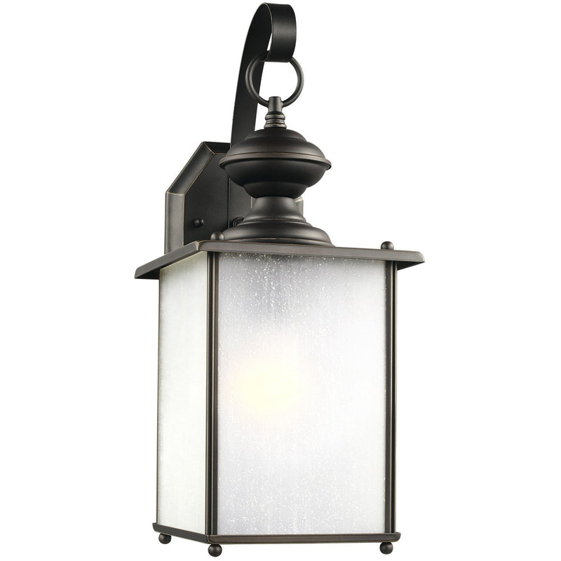 Jamestowne Large Frosted Seeded Outdoor Wall Lantern in Antique Bronze