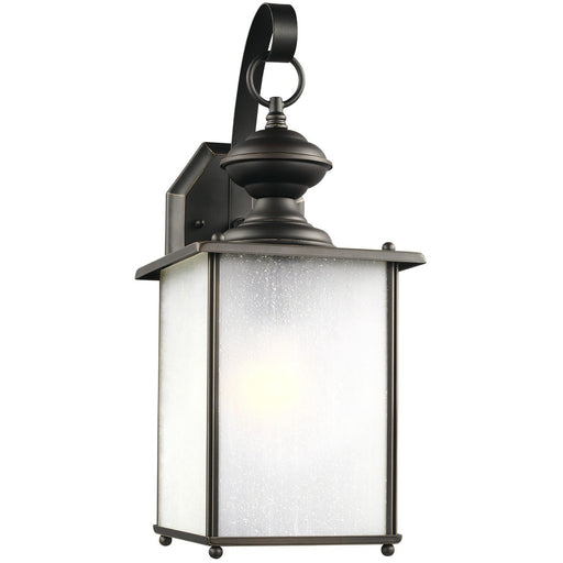 Jamestowne Large Frosted Seeded Outdoor Wall Lantern in Antique Bronze