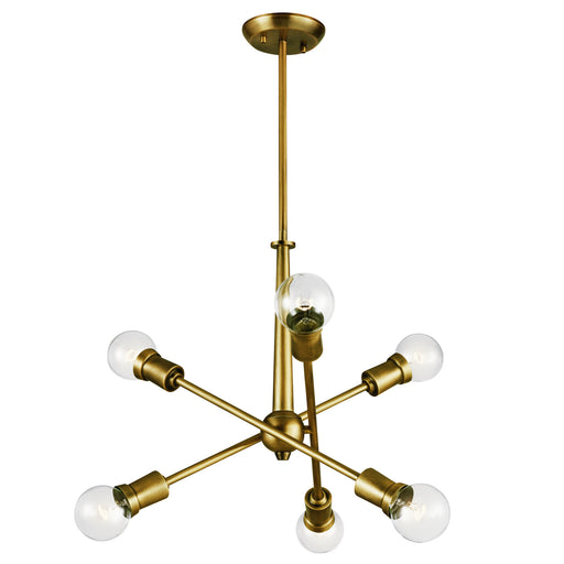 Armstrong Chandelier 6-Light in Natural Brass