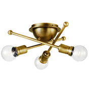 Armstrong 3-Light Flush Mount in Natural Brass