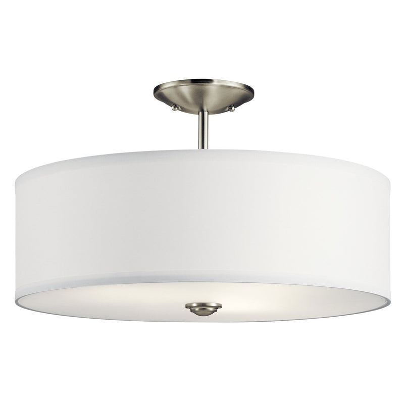 Shailene 3-Light 18" Round Semi-Flush Mount in Brushed Nickel