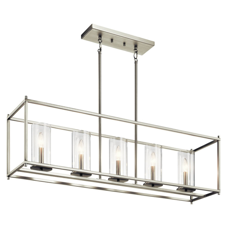 Crosby 5-Light Linear Chandelier in Brushed Nickel