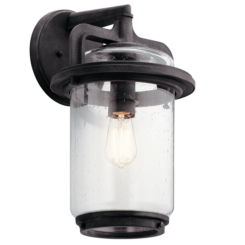Andover Large Outdoor Wall Lantern in Weathered Zinc