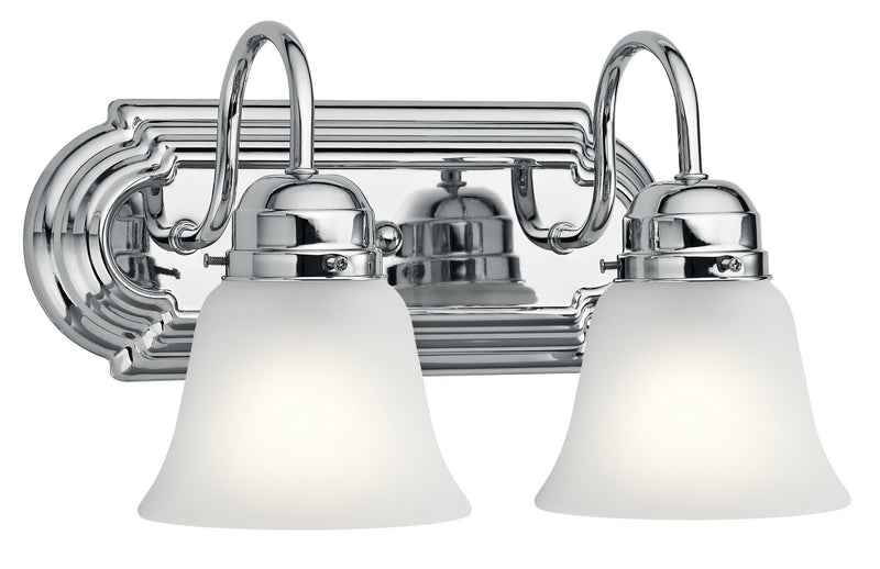 2-Light Bath Vanity Light with Satin Etched Glass in Chrome
