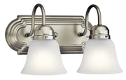 2-Light Bath Vanity Light with Satin Etched Glass in Brushed Nickel