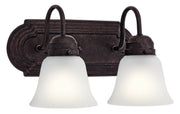 2-Light Bath Vanity Light with Satin Etched Glass in Tannery Bronze