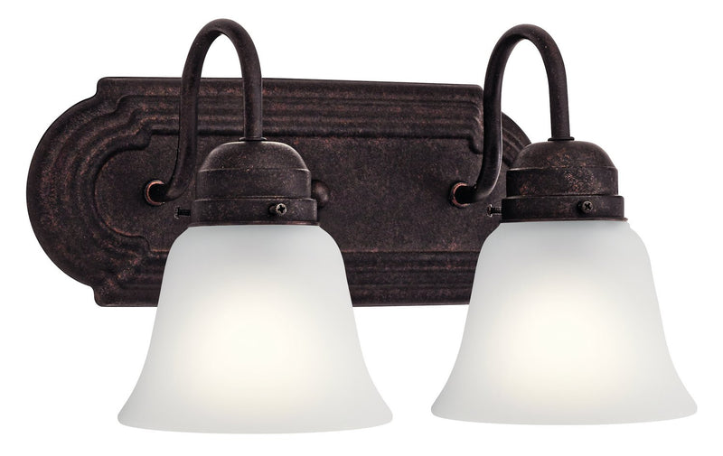 2-Light Bath Vanity Light with Satin Etched Glass in Tannery Bronze