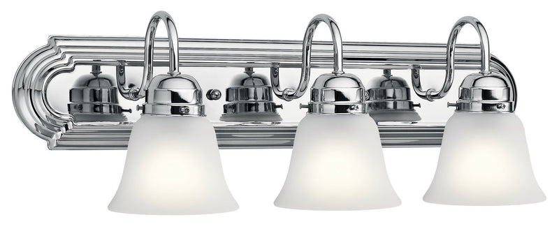 3-Light Bath Vanity Light with Satin Etched Glass in Chrome