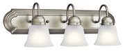 3-Light Bath Vanity Light with Satin Etched Glass in Brushed Nickel