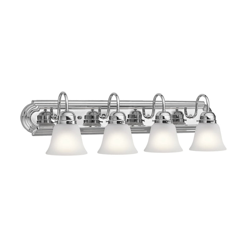 4-Light Bath Vanity Light with Satin Etched Glass in Chrome